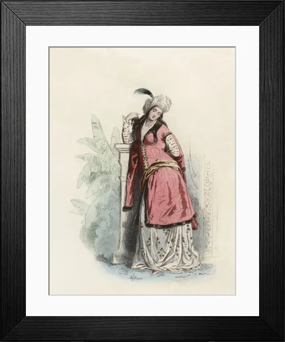 Framed Print : Persian Lady, in the modern age, color engraving 1870 Framed Print : Persian Lady, in the modern age, color engraving 1870
