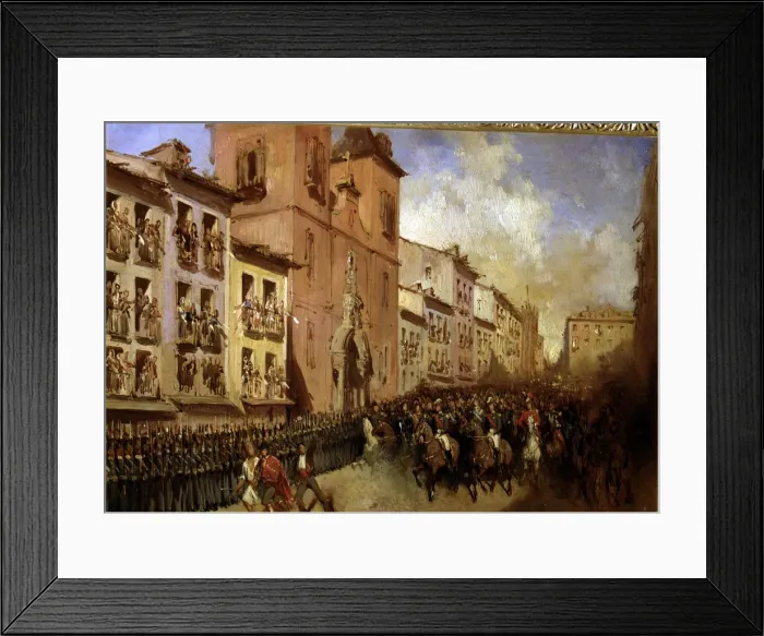 Framed Print : Walk of the Dukes of Montpensier by Montera street of Madrid oil on canvas by Pharamond Framed Print : Walk of the Dukes of Montpensier by Montera street of Madrid oil on canvas by Pharamond