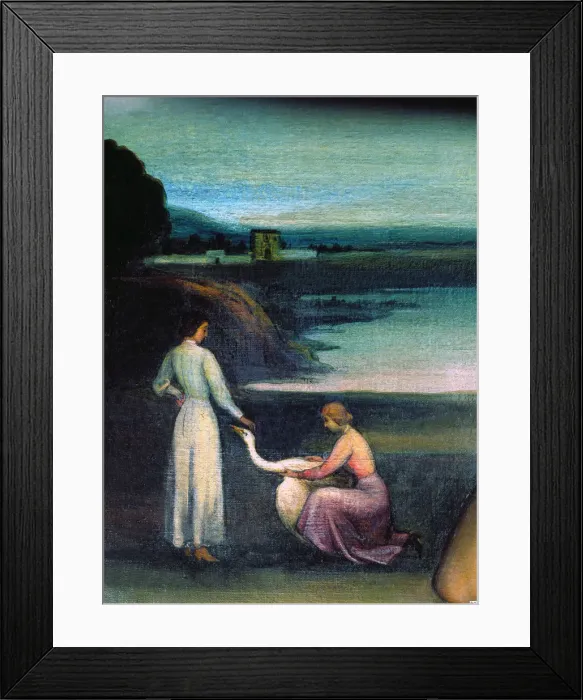 Framed Print : Altarpiece of Love, detail of the upper right panel: Jupiter seduces Leda disguised Framed Print : Altarpiece of Love, detail of the upper right panel: Jupiter seduces Leda disguised