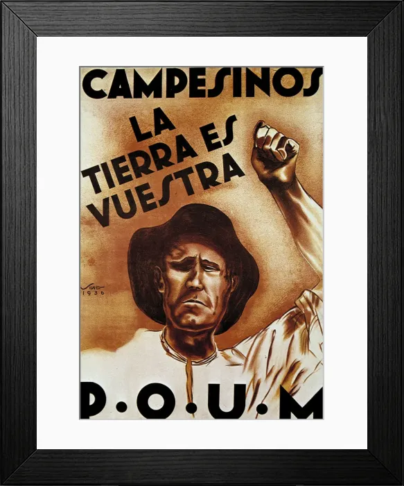 Framed Print : Spanish Civil War (1936-1939), poster Campesinos, la tierra es nuestra (Farmers Framed Print : Spanish Civil War (1936-1939), poster Campesinos, la tierra es nuestra (Farmers
