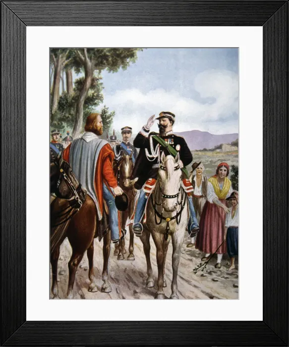Framed Print : Historic meeting between G. Garibaldi and Victor Emmanuel II in Teano on October 26, 1860 Framed Print : Historic meeting between G. Garibaldi and Victor Emmanuel II in Teano on October 26, 1860