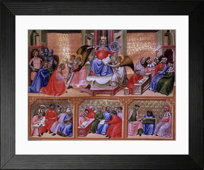 Framed Print : Miniature in Codex Justinian Institutiones Feodorum et Alia, illuminated manuscript, c Framed Print : Miniature in Codex Justinian Institutiones Feodorum et Alia, illuminated manuscript, c