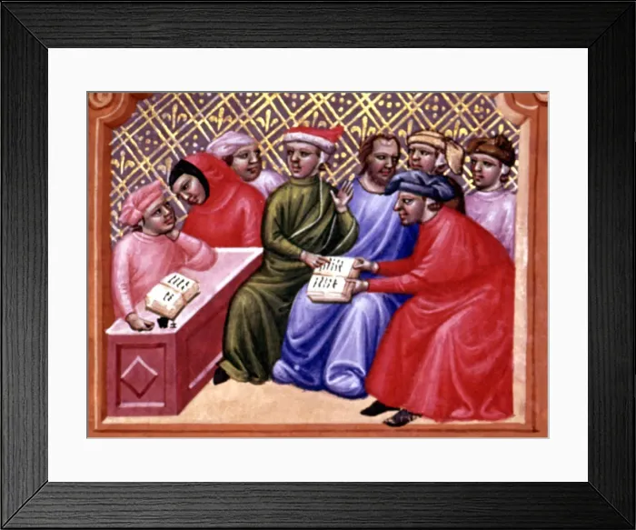 Framed Print : Miniature in Codex Justinian Institutiones Feodorum et Alia, illuminated manuscript, c Framed Print : Miniature in Codex Justinian Institutiones Feodorum et Alia, illuminated manuscript, c