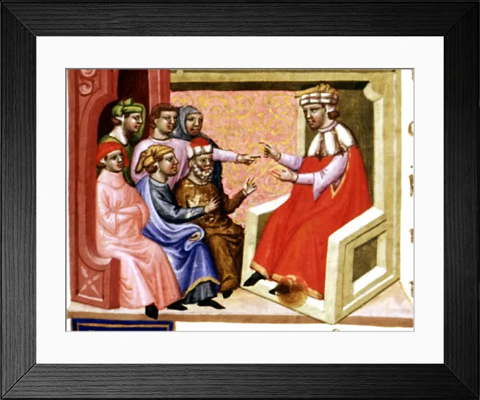 Framed Print : Miniature in Codex Justinian Institutiones Feodorum et Alia, illuminated manuscript, c Framed Print : Miniature in Codex Justinian Institutiones Feodorum et Alia, illuminated manuscript, c