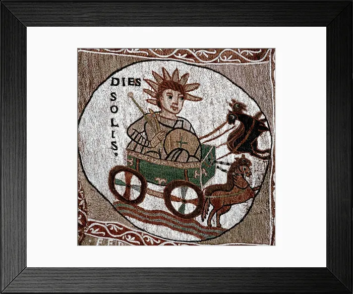 Framed Print : Tapestry of Creation, Romanesque of the 12th century, detail related to the sun Framed Print : Tapestry of Creation, Romanesque of the 12th century, detail related to the sun