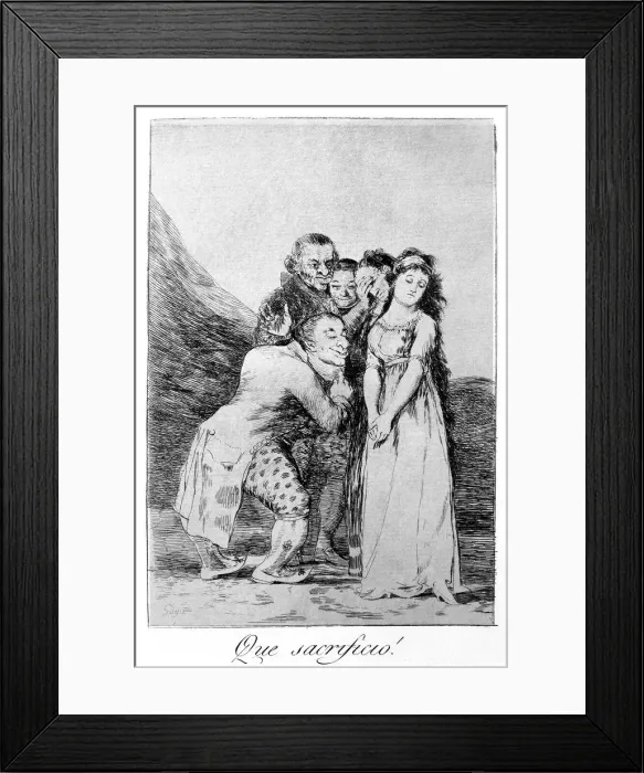 Framed Print : Los Caprichos, series of etchings by Francisco de Goya (1746-1828), plate 14: !Qué Framed Print : Los Caprichos, series of etchings by Francisco de Goya (1746-1828), plate 14: !Qué