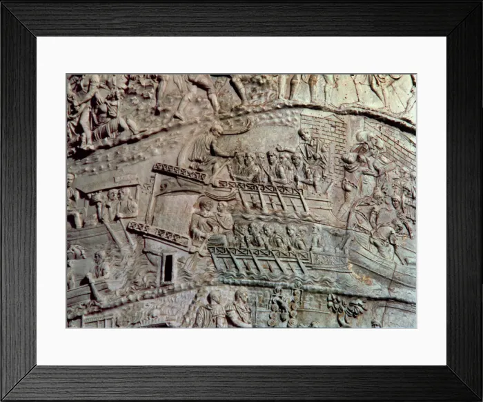 Framed Print : Trajans Column, relief representing several boats Framed Print : Trajans Column, relief representing several boats