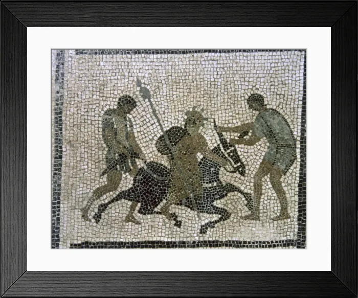 Framed Print : Silenus on a donkey, mosaic Framed Print : Silenus on a donkey, mosaic