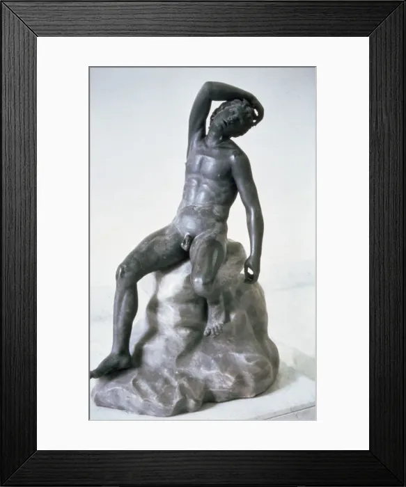 Framed Print : Satyr asleep in bronze, Roman copy of an Hellenistic original of 3rd century BC Framed Print : Satyr asleep in bronze, Roman copy of an Hellenistic original of 3rd century BC