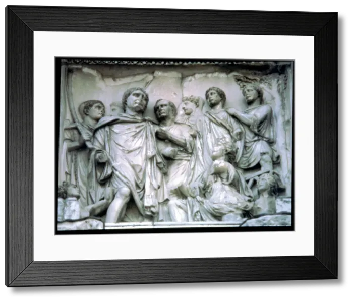 Framed Print : Reception at the Senate, fragment in the Arch of Trajan Framed Print : Reception at the Senate, fragment in the Arch of Trajan