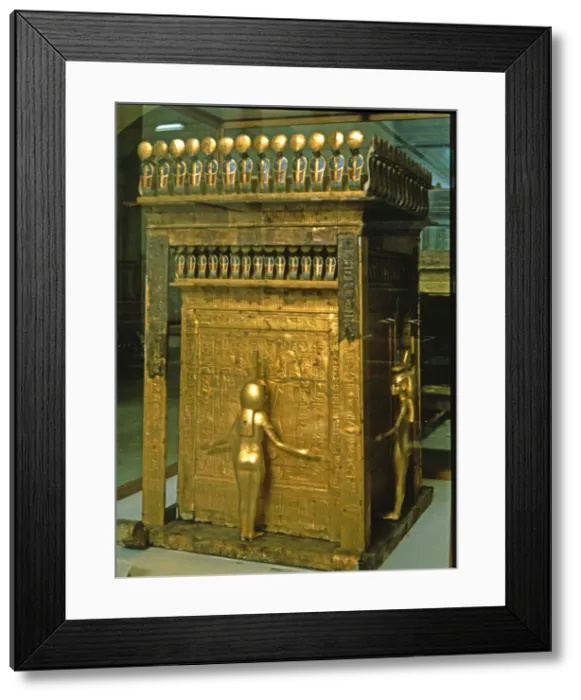 Framed Print : Treasure of Tutankhamun, canopic reliquary with four goddesses protecting the content Framed Print : Treasure of Tutankhamun, canopic reliquary with four goddesses protecting the content