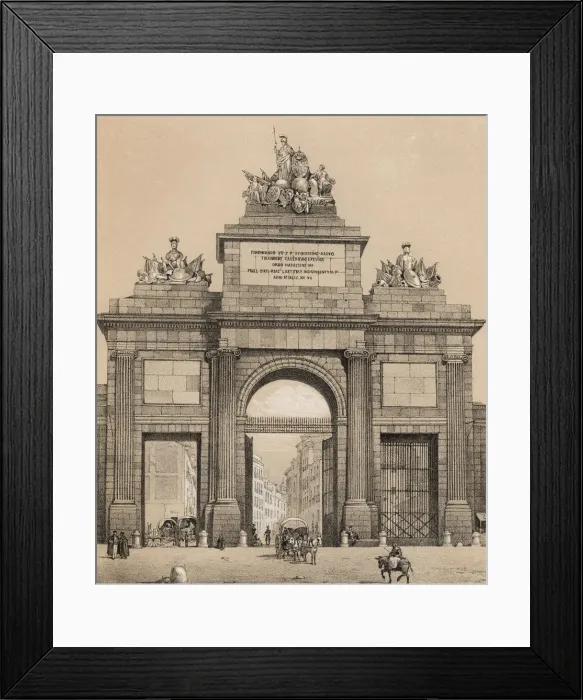 Framed Print : Door of Toledo in Madrid, conceived as a triumphal arch dedicated to King Ferdinand VII Framed Print : Door of Toledo in Madrid, conceived as a triumphal arch dedicated to King Ferdinand VII
