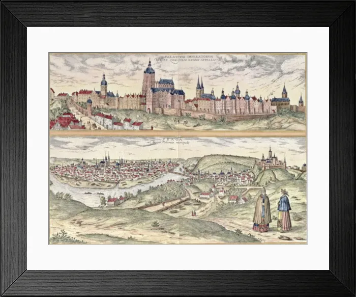 Framed Print : View of Prague, representing the Imperial Palace or Hradschin in the upper part Framed Print : View of Prague, representing the Imperial Palace or Hradschin in the upper part