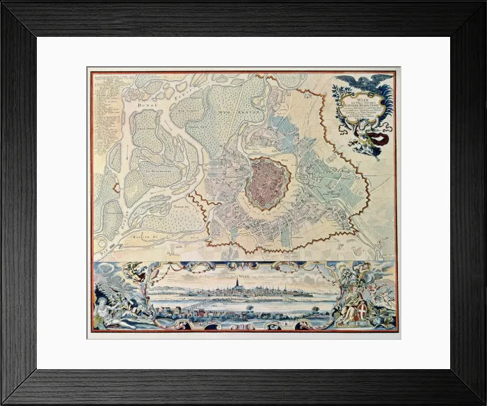 Framed Print : Plan of the city of Vienna following an engraving of 1720 Framed Print : Plan of the city of Vienna following an engraving of 1720