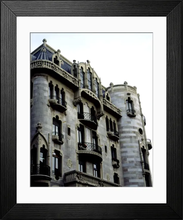 Framed Print : Detail of the facade of the Fuster House, designed by modernist architect Lluis Framed Print : Detail of the facade of the Fuster House, designed by modernist architect Lluis