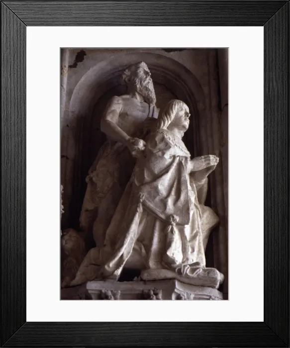 Framed Print : Praying statue of Don Manuel in the facade of the Jeronimos Monastery in Lisbon Framed Print : Praying statue of Don Manuel in the facade of the Jeronimos Monastery in Lisbon