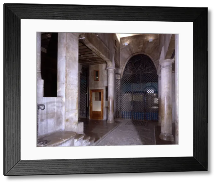 Framed Print : Driveway, porch and stairs and perspective of access to the Güell Palace concierge s Framed Print : Driveway, porch and stairs and perspective of access to the Güell Palace concierge s