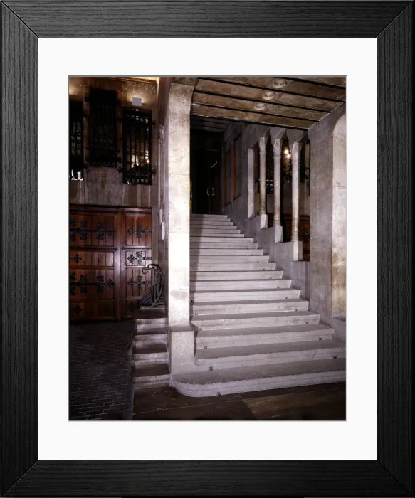 Framed Print : Main staircase and carriage entrance of the Güell Palace in Barcelona, ??1886-1889 Framed Print : Main staircase and carriage entrance of the Güell Palace in Barcelona, ??1886-1889