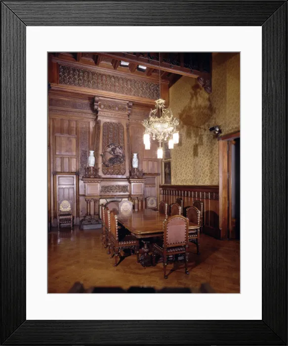 Framed Print : Main Dining Room of the Güell Palace with the original furniture, 1886-1890 Framed Print : Main Dining Room of the Güell Palace with the original furniture, 1886-1890