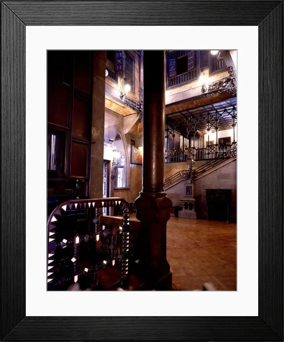 Framed Print : Entrance to the main hall of the Güell Palace, from the corridor that links Framed Print : Entrance to the main hall of the Güell Palace, from the corridor that links