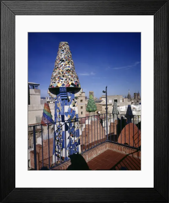 Framed Print : Chimneys on the roof of the Güell Palace 1886-1890, designed by Antoni Gaudi i Cornet Framed Print : Chimneys on the roof of the Güell Palace 1886-1890, designed by Antoni Gaudi i Cornet