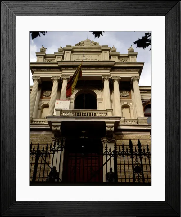 Framed Print : Detail of the facade of the School of Mining Engineering, built by architect Framed Print : Detail of the facade of the School of Mining Engineering, built by architect