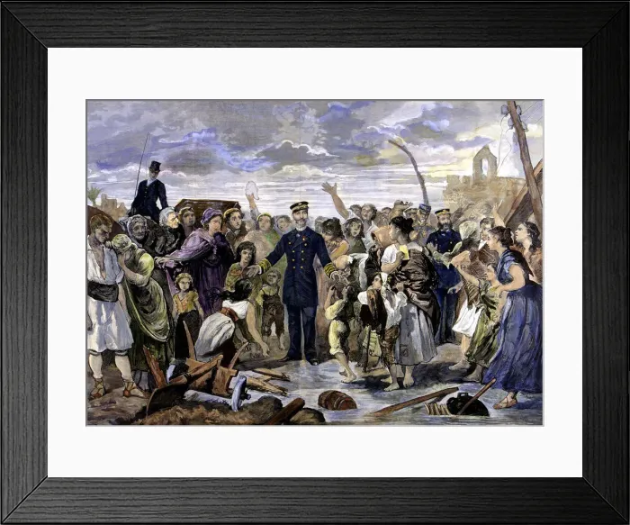 Framed Print : Reign of Alphonse XII, Kings visit to flood victims in Alcantarilla (Murcia), 1879 Framed Print : Reign of Alphonse XII, Kings visit to flood victims in Alcantarilla (Murcia), 1879