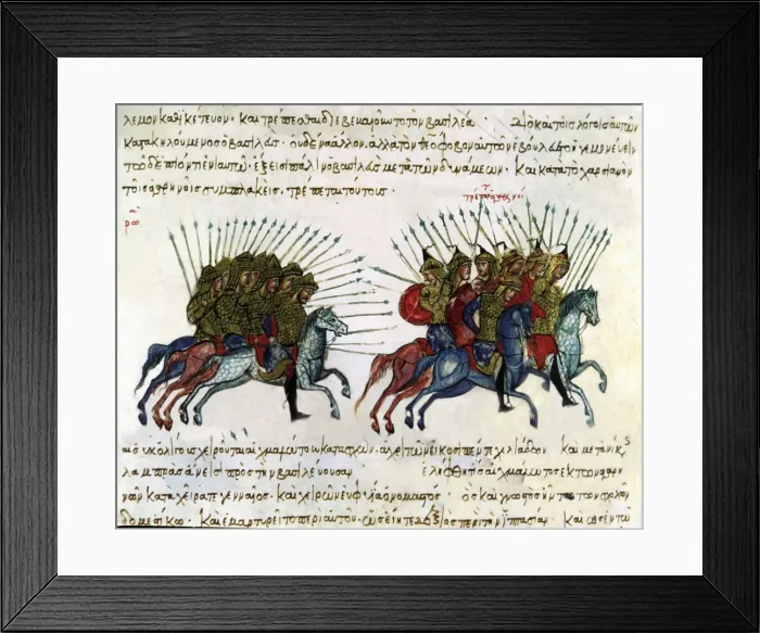 Framed Print : War with the Arabs, Miniature in Scylitzes matritensis (facsimile edition of Framed Print : War with the Arabs, Miniature in Scylitzes matritensis (facsimile edition of