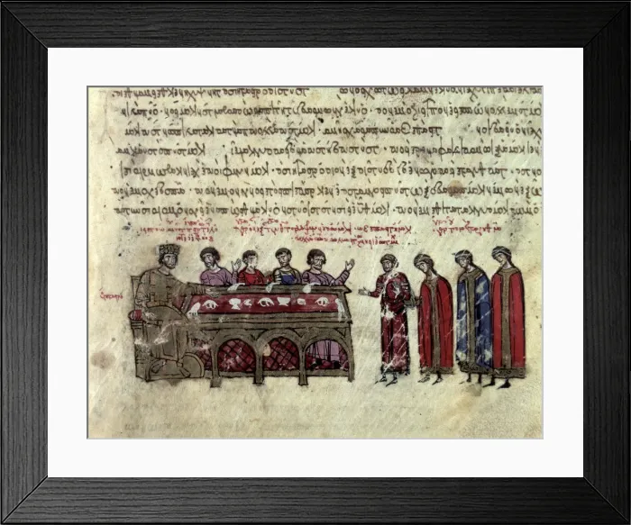 Framed Print : Prediction on the Emperor Michael II, Miniature in Scylitzes Matritensis (facsimile Framed Print : Prediction on the Emperor Michael II, Miniature in Scylitzes Matritensis (facsimile
