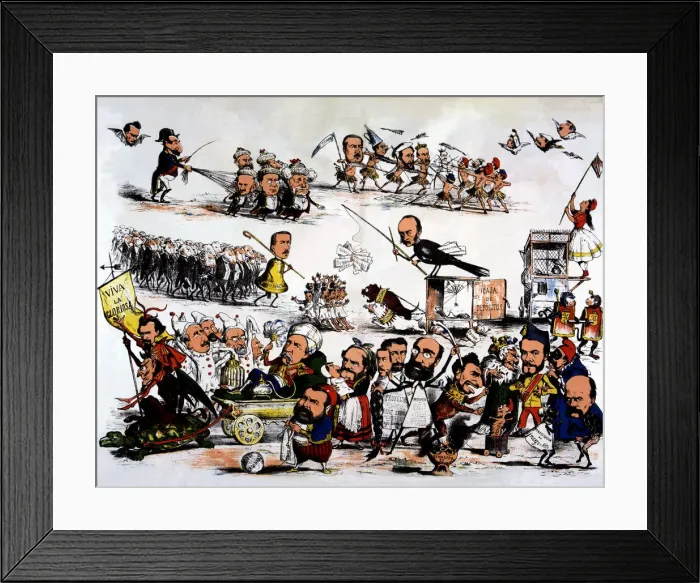 Framed Print : Revolution of 1868, political cartoon of the revolution that overthrew Isabel II Framed Print : Revolution of 1868, political cartoon of the revolution that overthrew Isabel II