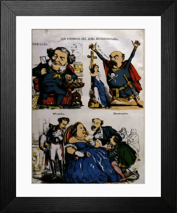 Framed Print : Provisional Government 1869 - 1870, political cartoon with the characters: S. Olozaga, L Framed Print : Provisional Government 1869 - 1870, political cartoon with the characters: S. Olozaga, L