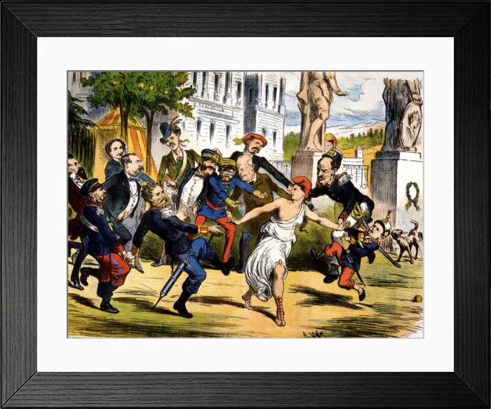 Framed Print : Provisional Government of 1869 - 1870, allegory of democracy hounded by pretenders to the throne Framed Print : Provisional Government of 1869 - 1870, allegory of democracy hounded by pretenders to the throne