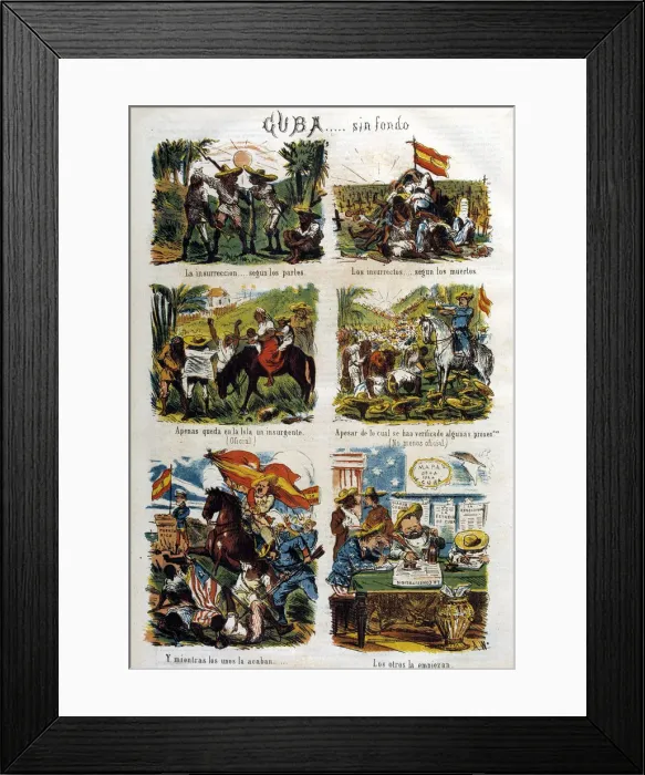 Framed Print : Provisional Government of 1869 - 1870, allegory about insurrection in Cuba, published Framed Print : Provisional Government of 1869 - 1870, allegory about insurrection in Cuba, published
