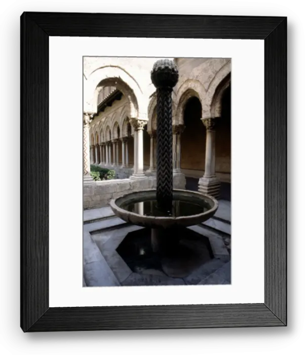 Framed Print : Fountain in the cloister of the Cathedral of Monreale (Sicily), Norman-Byzantine style Framed Print : Fountain in the cloister of the Cathedral of Monreale (Sicily), Norman-Byzantine style