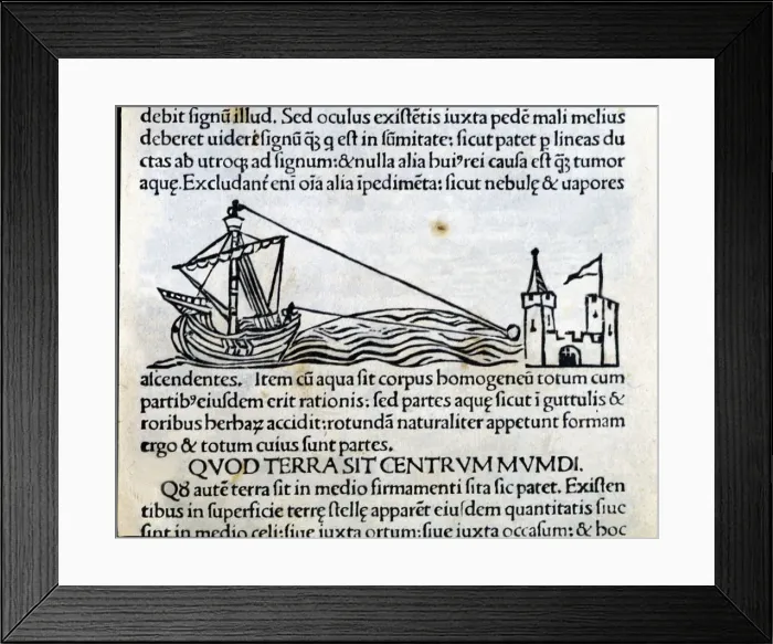 Framed Print : Distance measurement, engraving from Astronomicon, published in Venice in 1485 Framed Print : Distance measurement, engraving from Astronomicon, published in Venice in 1485
