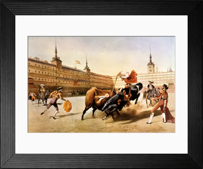 Framed Print : Bullfight in the Plaza Mayor of Madrid, lithography by Blanchard Framed Print : Bullfight in the Plaza Mayor of Madrid, lithography by Blanchard