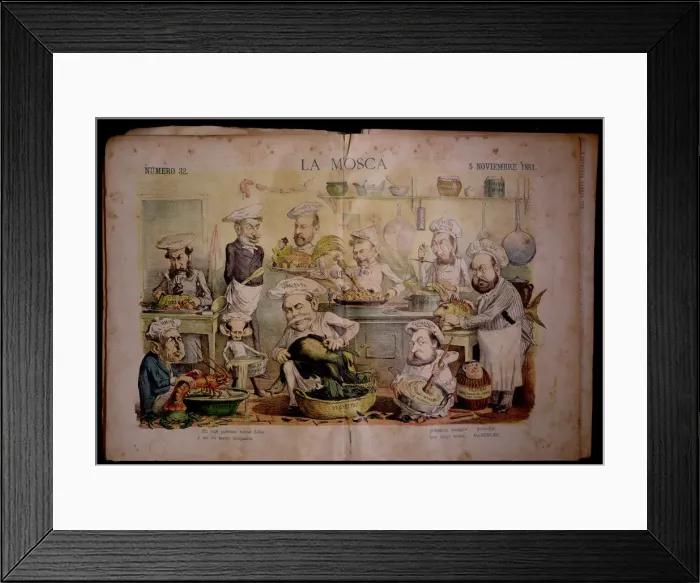 Framed Print : Satirical caricature of the government ministers in the kitchen, published in La Mosca, No Framed Print : Satirical caricature of the government ministers in the kitchen, published in La Mosca, No