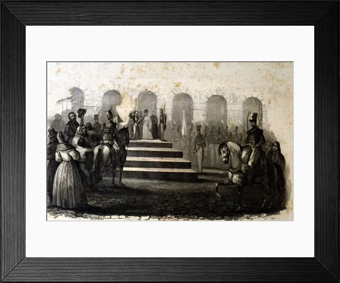 Framed Print : Public reading of the proclamation of Elizabeth II as Queen of Spain under the regency
