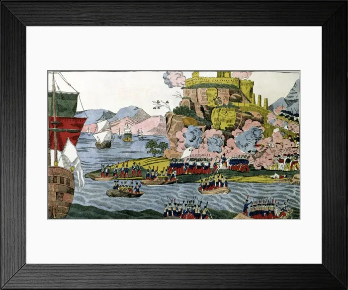 Framed Print : Holy War against France, taking of Algiers by the French, landing and entrance of Framed Print : Holy War against France, taking of Algiers by the French, landing and entrance of