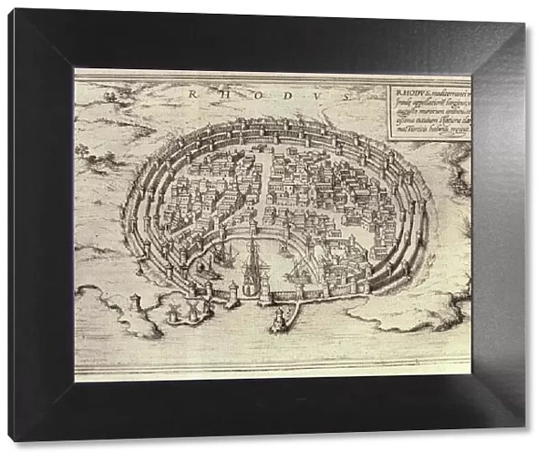 View of the city of Rhodes, engraving in Theatre des Princepales villes de tout le monde, 1573