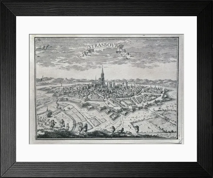 Framed Print : View of the city of Strasbourg, 17th century engraving Framed Print : View of the city of Strasbourg, 17th century engraving
