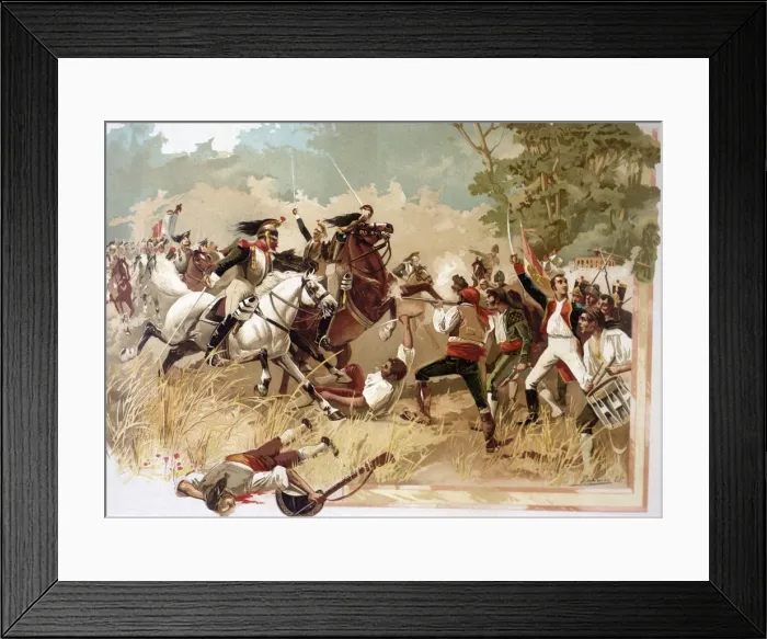 Framed Print : War of Independence, defense of Noria, episode of the Battle of Bailen (19-6-1808), 1880 lithograph Framed Print : War of Independence, defense of Noria, episode of the Battle of Bailen (19-6-1808), 1880 lithograph