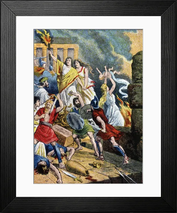 Framed Print : Destruction of Numancia at the siege of the Roman army led by Scipio The African, 133 bC Framed Print : Destruction of Numancia at the siege of the Roman army led by Scipio The African, 133 bC