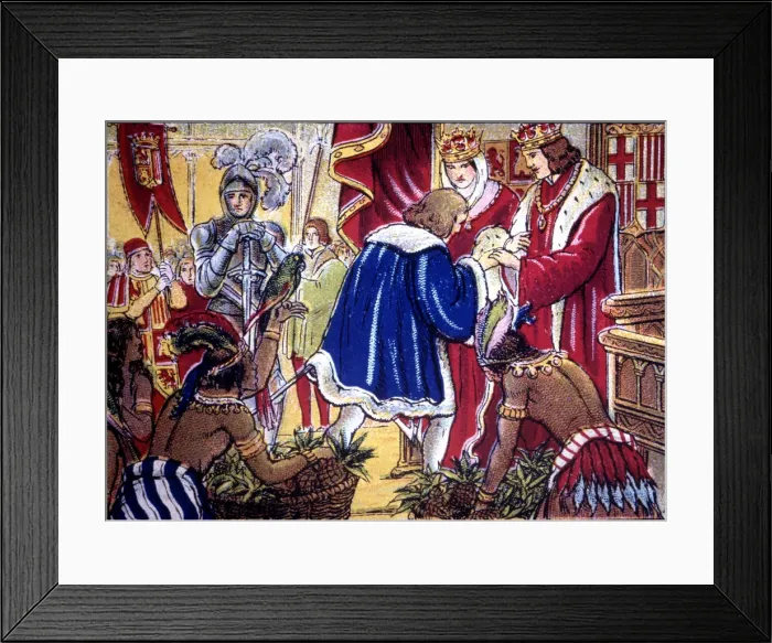 Framed Print : Discovery of America, Christopher Columbus in Barcelona is received by the Catholic Framed Print : Discovery of America, Christopher Columbus in Barcelona is received by the Catholic