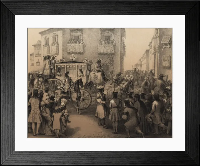 Framed Print : Public entry of Philip V in Madrid, in 1703, engraving 1870 Framed Print : Public entry of Philip V in Madrid, in 1703, engraving 1870
