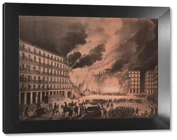 Plaza Mayor of Madrid on the night of August 16, 1790 when it was destroyed by fire