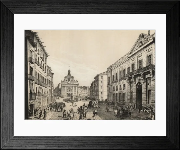 Framed Print : Madrid, Puerta del Sol in 1842, engraving 1870 Framed Print : Madrid, Puerta del Sol in 1842, engraving 1870