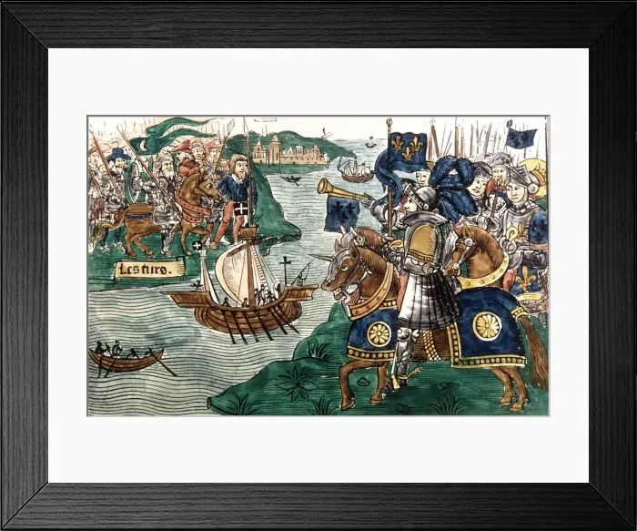 Framed Print : King Louis IX in the Crusades attacking the Moors in Carthage (1270), drawing Framed Print : King Louis IX in the Crusades attacking the Moors in Carthage (1270), drawing