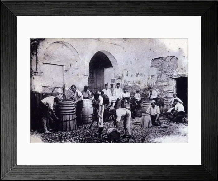Framed Print : Workshop of handcrafted barrels construction for the wine industry, 1900 Framed Print : Workshop of handcrafted barrels construction for the wine industry, 1900