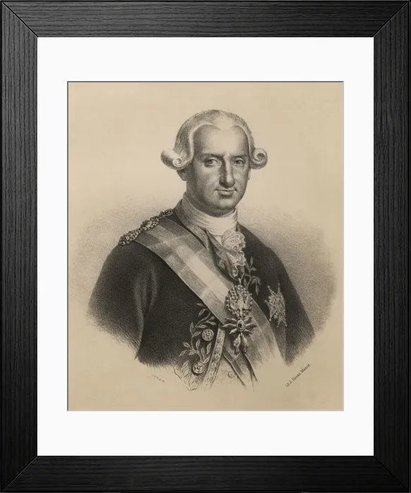 Framed Print : Charles IV (1748-1817), King of Spain from 1788-1808, son of Charles III, engraving 1870 Framed Print : Charles IV (1748-1817), King of Spain from 1788-1808, son of Charles III, engraving 1870